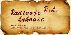 Radivoje Luković vizit kartica